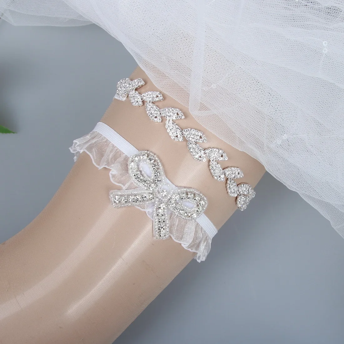 Strass foglia matrimonio giarrettiera sposa coscia gamba anello donna  argento colore cristallo bretelle da sposa cintura per abiti da festa  regalo - AliExpress