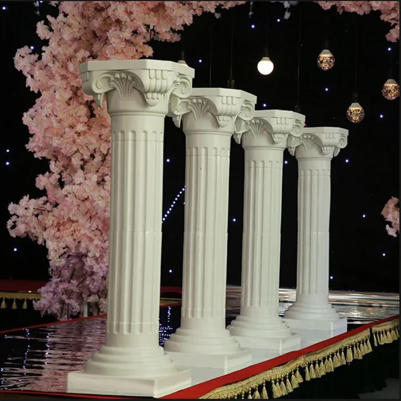 65cm 113cm Wedding Decoration Roman Column Plastic White Rome Pillars Party Flower Stand Holder LED Lighting Photography Props
