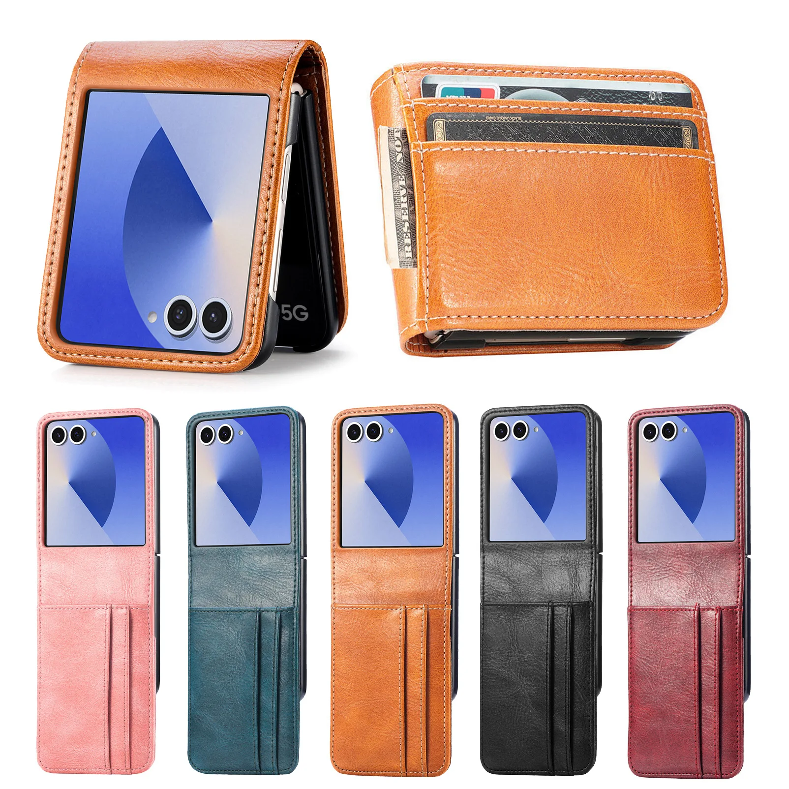 Luxurious PU Leather Folding Phone Case with Card Holder - One-Piece Cover, Style XL002
