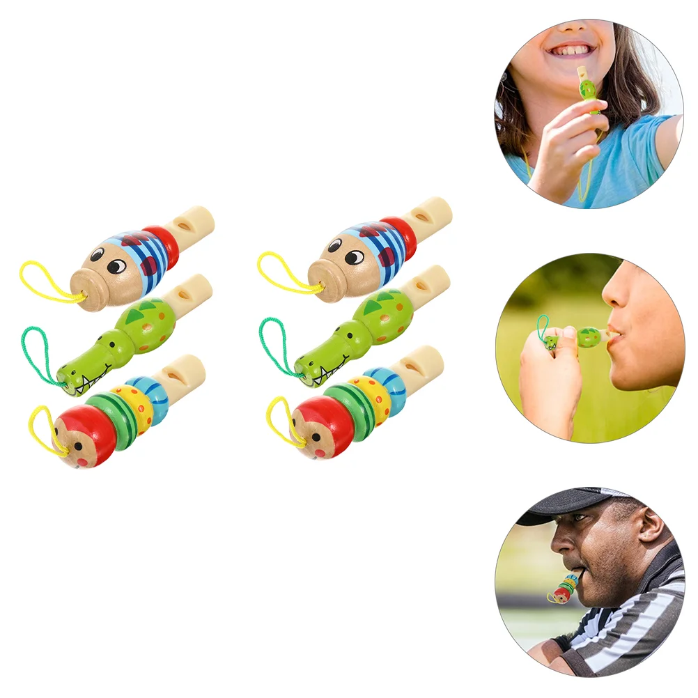 

6 Pcs Animal Whistle Kid Toys Plaything for Kids Cute Kids+toys Wooden Baby Educational