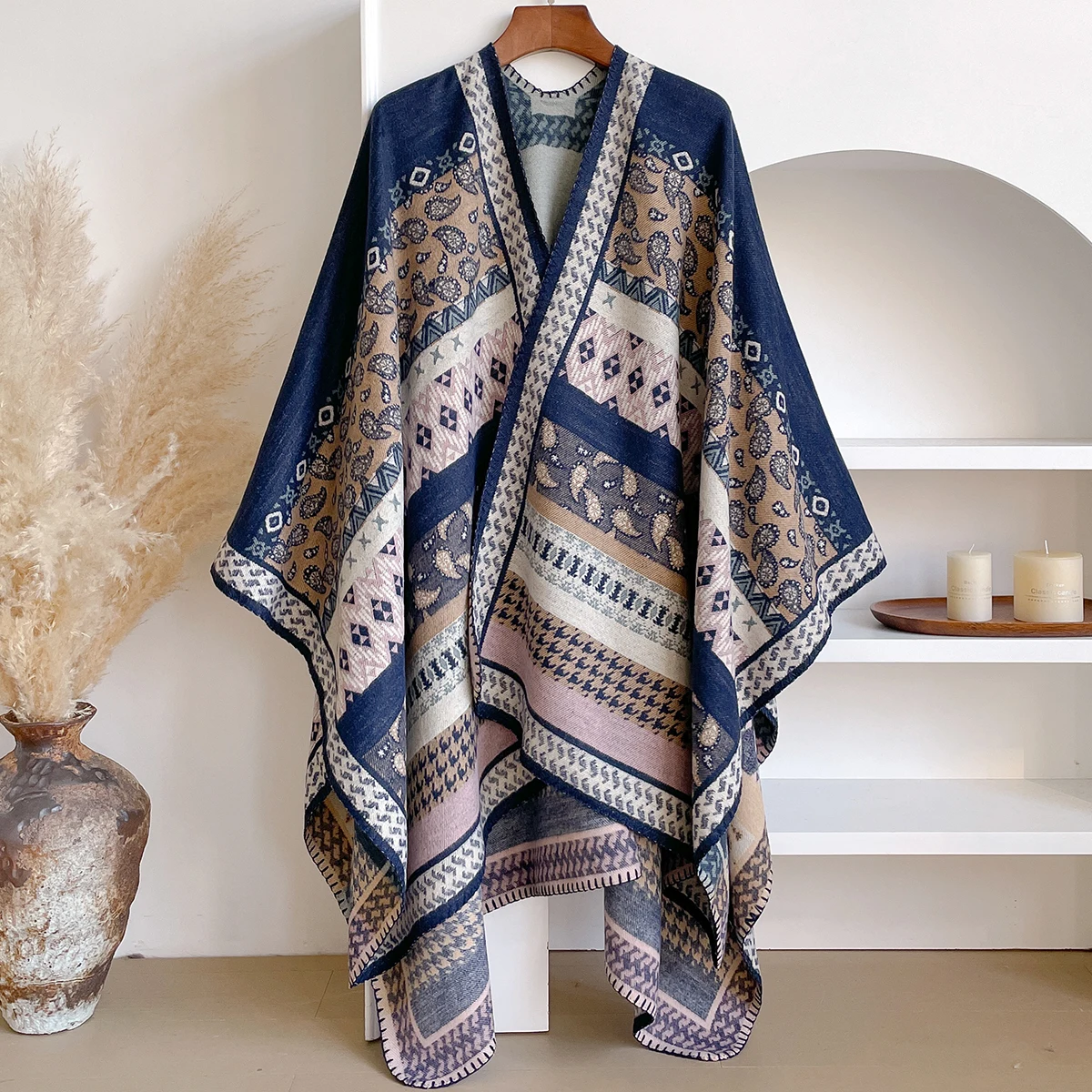 2025 Women's Luxury Brand Cashmere Winter Shawl - Vintage Allover Pattern Printed with Tassels, Pashmina Wrap & Bandana