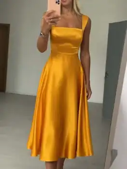 여성용 섹시한 이브닝 드레스, 오렌지, 그린, 블루, 하이 웨이스트, 스파게티 스트랩, A라인 미디 바디콘, 크리스마스 파티 가운, 2023 신제품