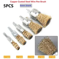 Heavy Duty 6mm Shank Copper Plating Stainless Steel Wire Wheel Brushes Suitable For Aviation And Petroleum Industries (5 Pack) 1