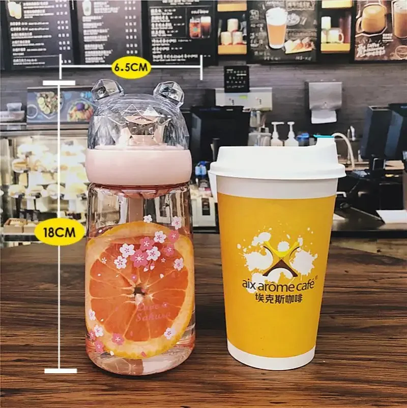 450ml Plastic Water Bottle Daisy Flower Outdoor Water Flask With Lid Portable Touring Climbing Camp Bottles Leakproof BPA Free