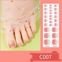 Semi Cured Toenail Wraps 32Tips Fashion Color Long Lasting Full Cover Nail Gel Sticker Wraps Manicure Nail Sticker Press On Nail 2