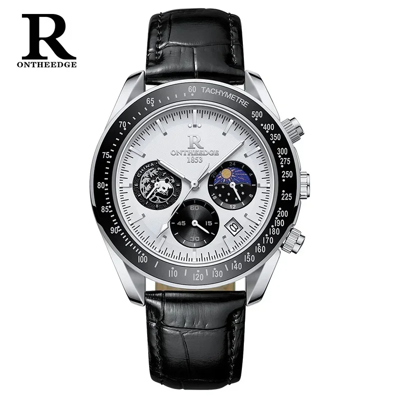 2024 New Top Brand luxury Watch Fashion Business Chronograph Leather Strap Automatic Date Quartz Men's Watch reloj hombre
