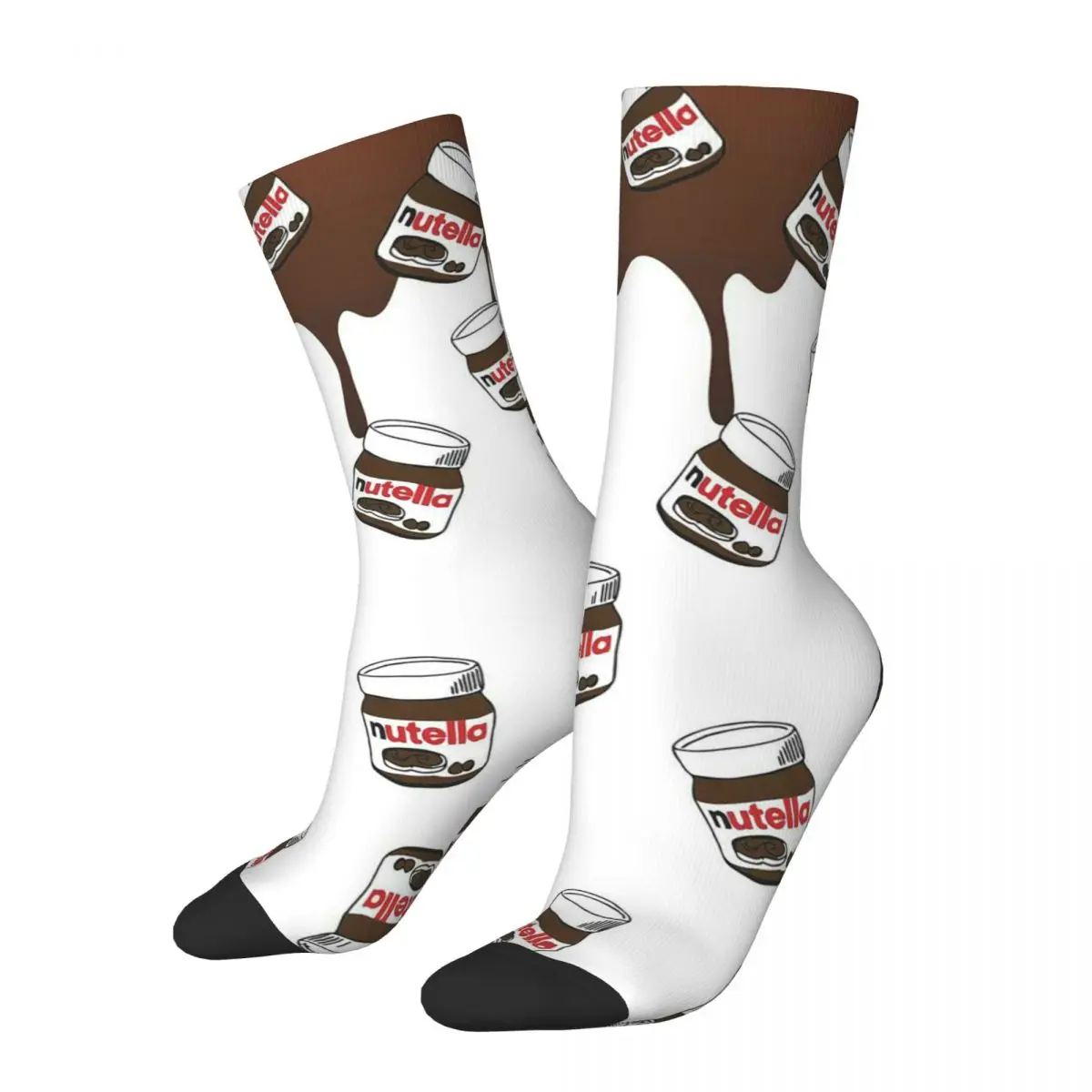

Winter Warm Harajuku Men's Women's Foods Cartoon Nutella Socks Choloate Lover Breathable Football Socks