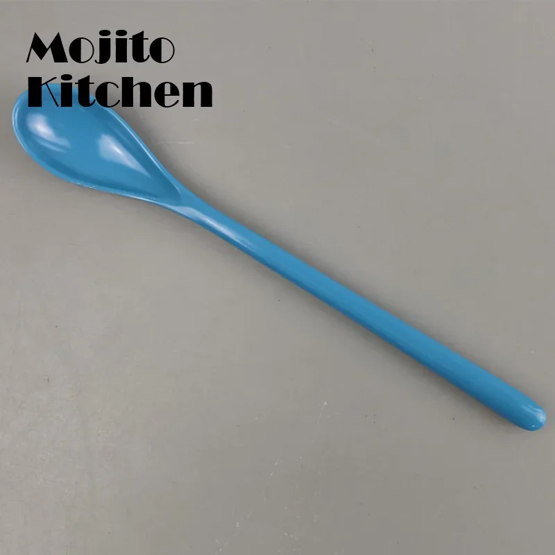 Description Picture 5 of item5pcs Candy Color Plastic Long Handle Dessert Spoons Dinner Tea Spoon Tableware Flatware Stirring Coffee Kitchen Scoops Soup