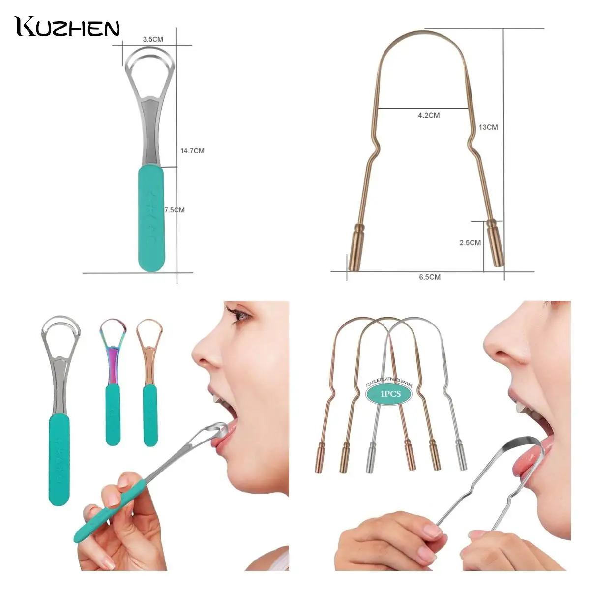 1pcs Tongue Scraper Cleaner Adults Stainless Steel Tongue Scraper