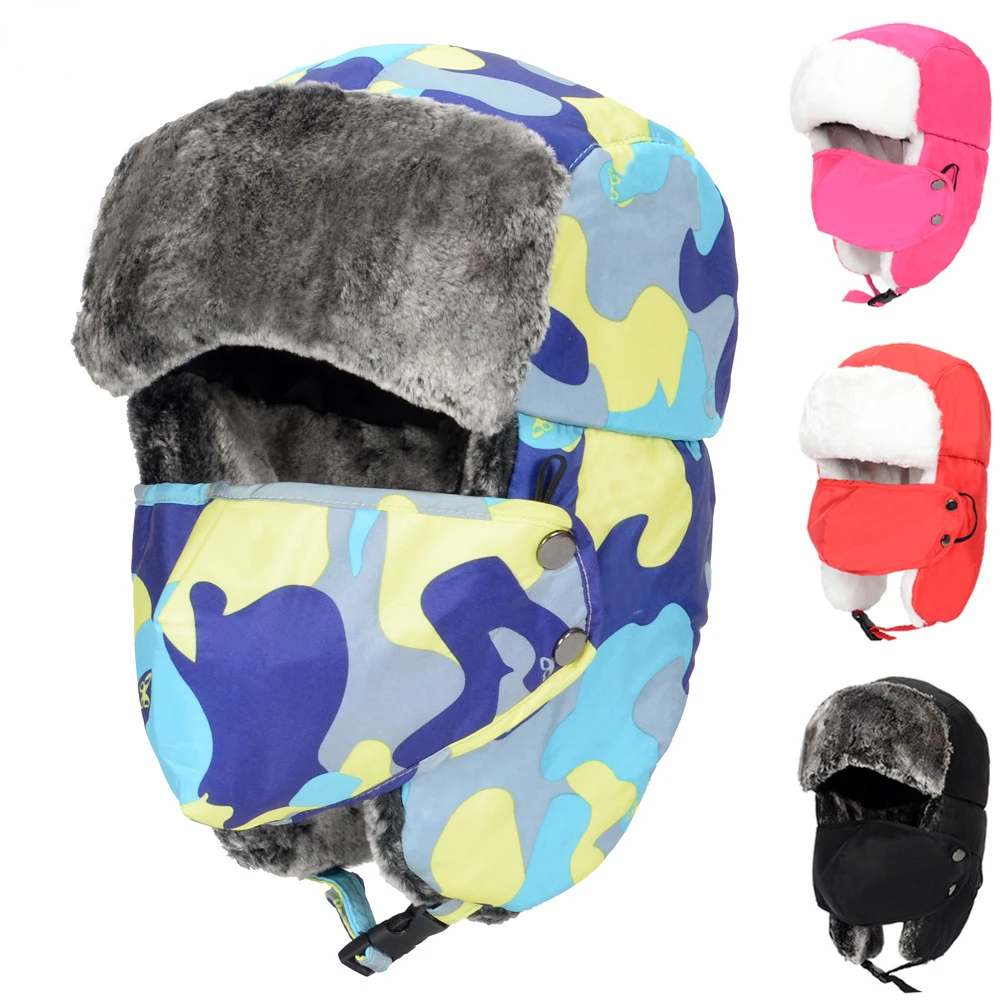 

Winter Bomber Hats for Men and Women Cycling Cold and Thickening Warm Children's Cotton Windproof Earmuffs Ski Caps