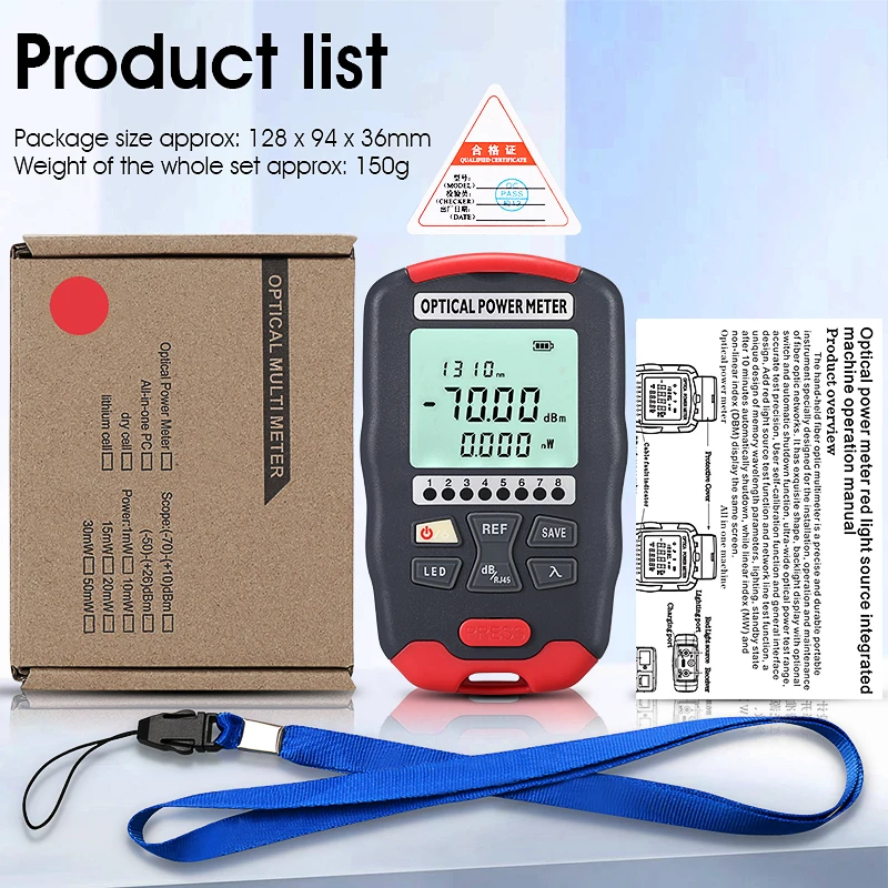 AUA-D7/D5/DC7/DC5 Handheld Mini Optical Power Meter OPM Optical fiber tester wit