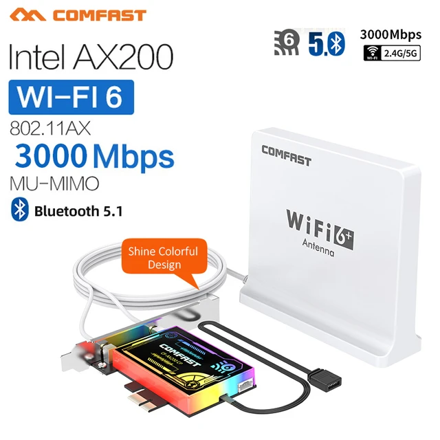 WiFi 6 3000Mbps Bluetooth 5.2 PCIe Wireless Adapter Intel AX200 Wifi Card  Dual Band 2.4G/5Ghz 802.11ax/ac For PC Desktop - AliExpress