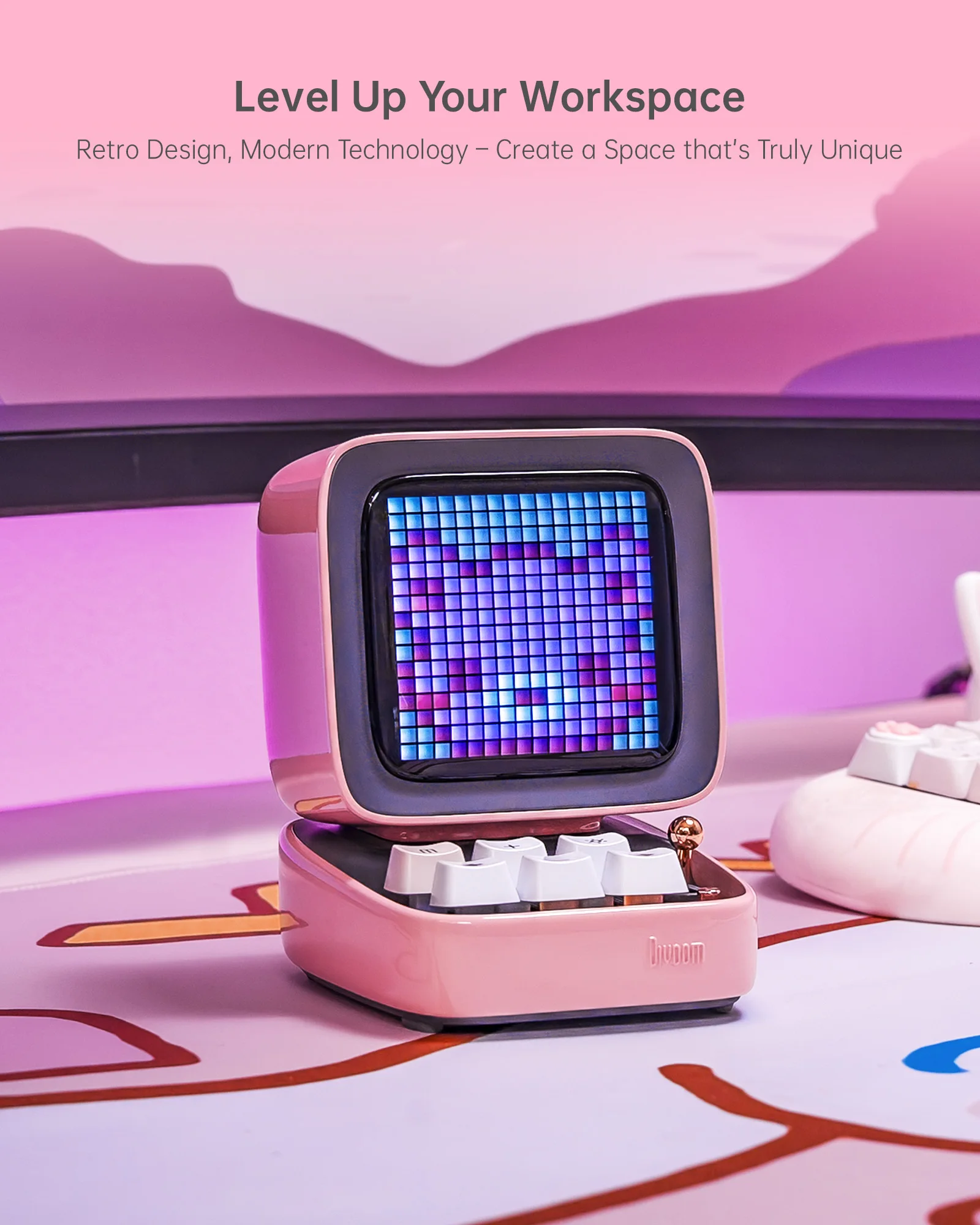 Divoom Ditoo-Pro Retro Pixel Art Bluetooth Portable Speaker Alarm Clock DIY LED Display Board, Cute Gift Home Light Decoration 5