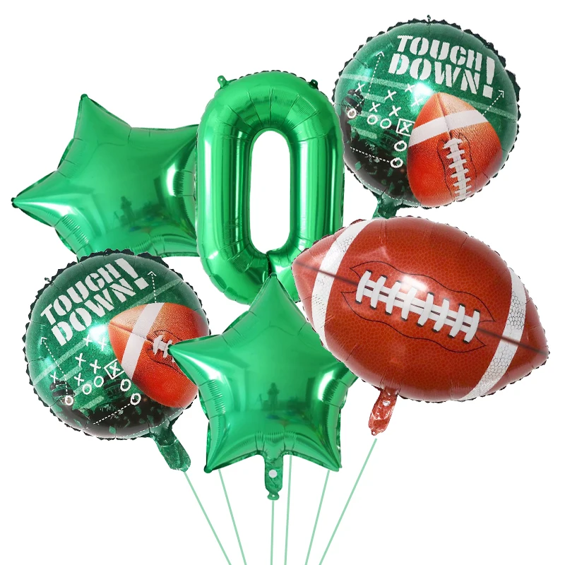6 Stück Rugby-Spieler Themenballons Amerikanischer Fußball Sportthemen-Partydekoration Baby Happy Birthday Luftballons – Detail 2