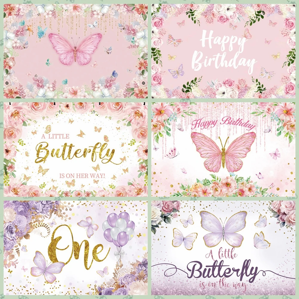 

Laeacco Dreamy Butterfly Backdrop for Photography Girls Birthday Party Flower Children Portrait Newborn Baby Shower Background