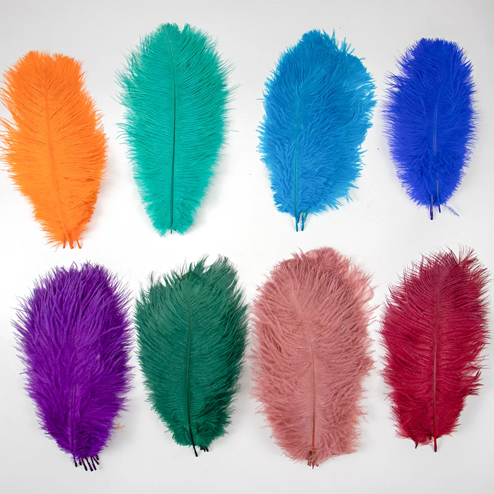 10 Pcs/Lot White Ostrich Feathers For DIY Hand Sewing Dresses Wedding Family Tabletop Centerpieces Carnivals Natural Plumes