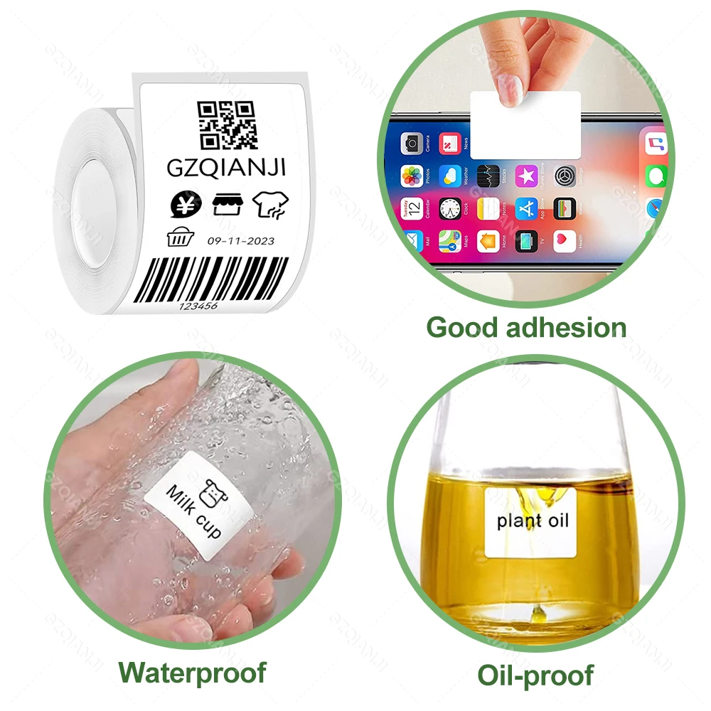 Pocket Mini Printer with Stickers Paper Waterproof Thermal Labels Maker Bluetooth Labeling Photo Memo Price Tag Printing