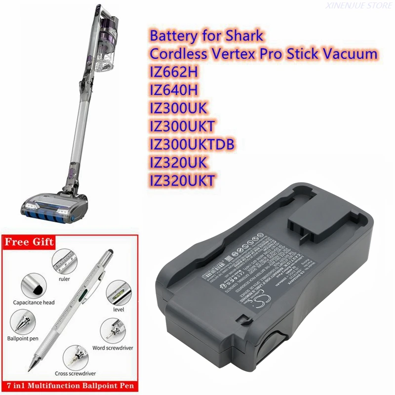 CSBatteryXBATR725forSharkCordlessVertexProStickVacuumIZ662H