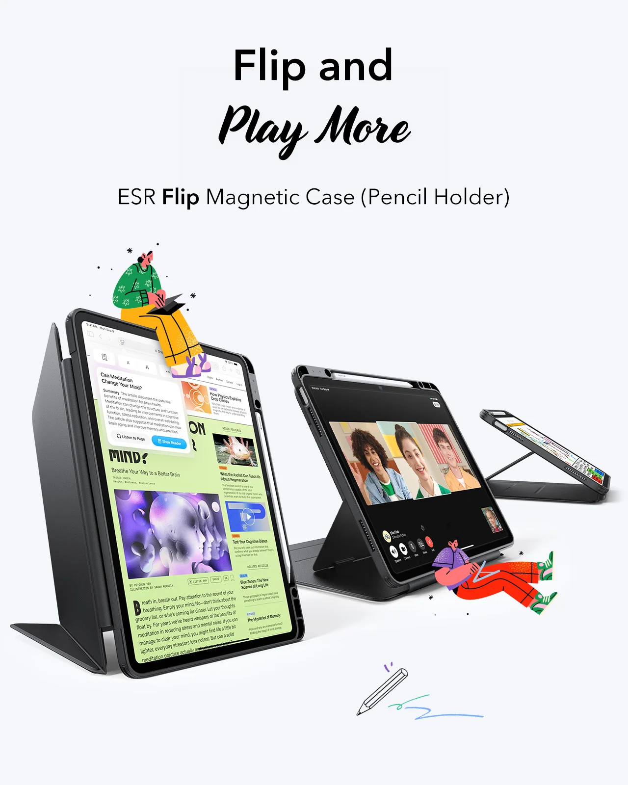 ESR for iPad Air 11/13(2024/2025) Removable Magnetic Cover Adjustable Portrait/Landscape Cover For iPad 10/11 Genaration 2025 2