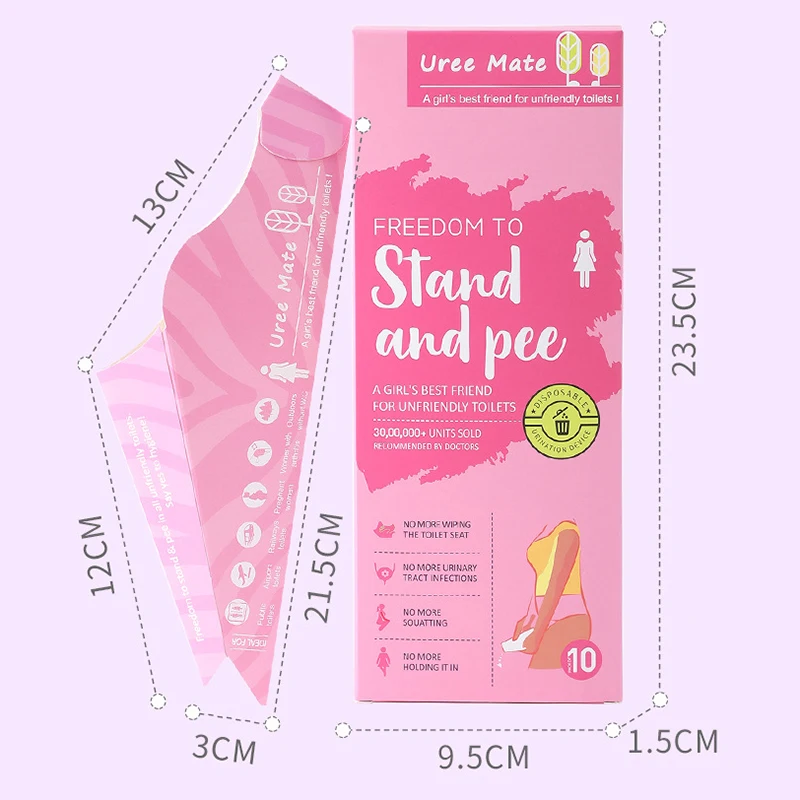 일회용 여성용 위생 소변 장치, 누출 방지, 휴대용 오줌 종이컵, 접이식 여성용 소변 깔때기, 10 개