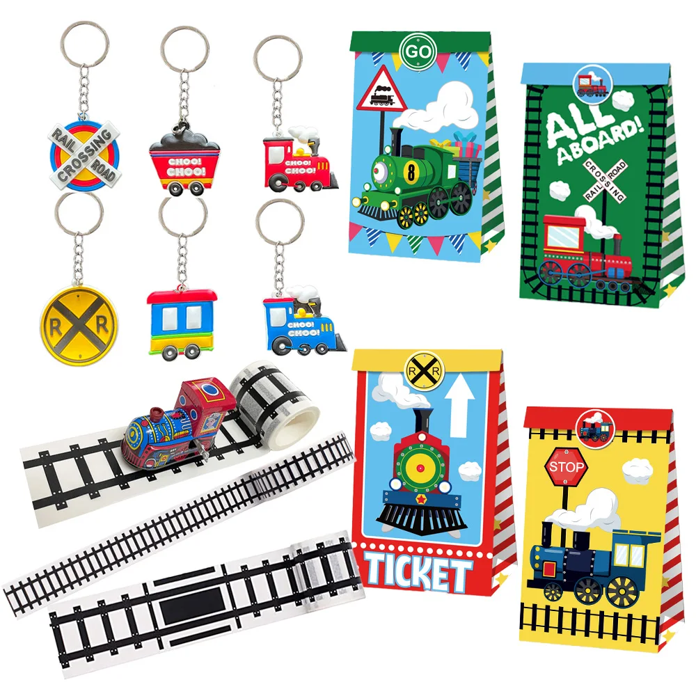 

Train Party Favors Train Birthday Party Supplies Plastic Straws Gift Bag Keychains Boy Kids Train Birthday Party Supplies