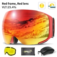 

COP Magnetic Ski Goggles with 2s Quick-Change Lens and Case Set UV400 Protection Anti-Fog Snowboard Ski Glasses for Men Women