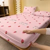 1 Cartoon Cute Plant Strawberry Rabbit printed matte Fitted Sheet, bedroom printed bed cover, bedding (excluding pillowcases) 2