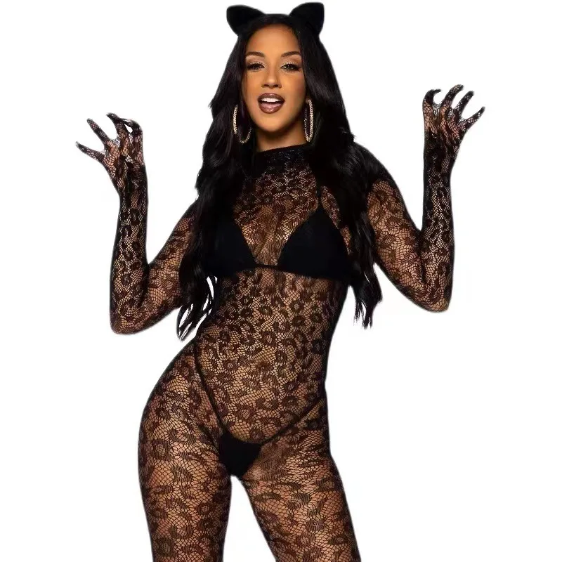 Women Underwear Sexy Lingerie Sexy Lingerie Lenceria Bodysuit Women Outfit Leopard Black Fishnet Bodystocking Catsuit Teddy Body Stocking Underwear Costumes