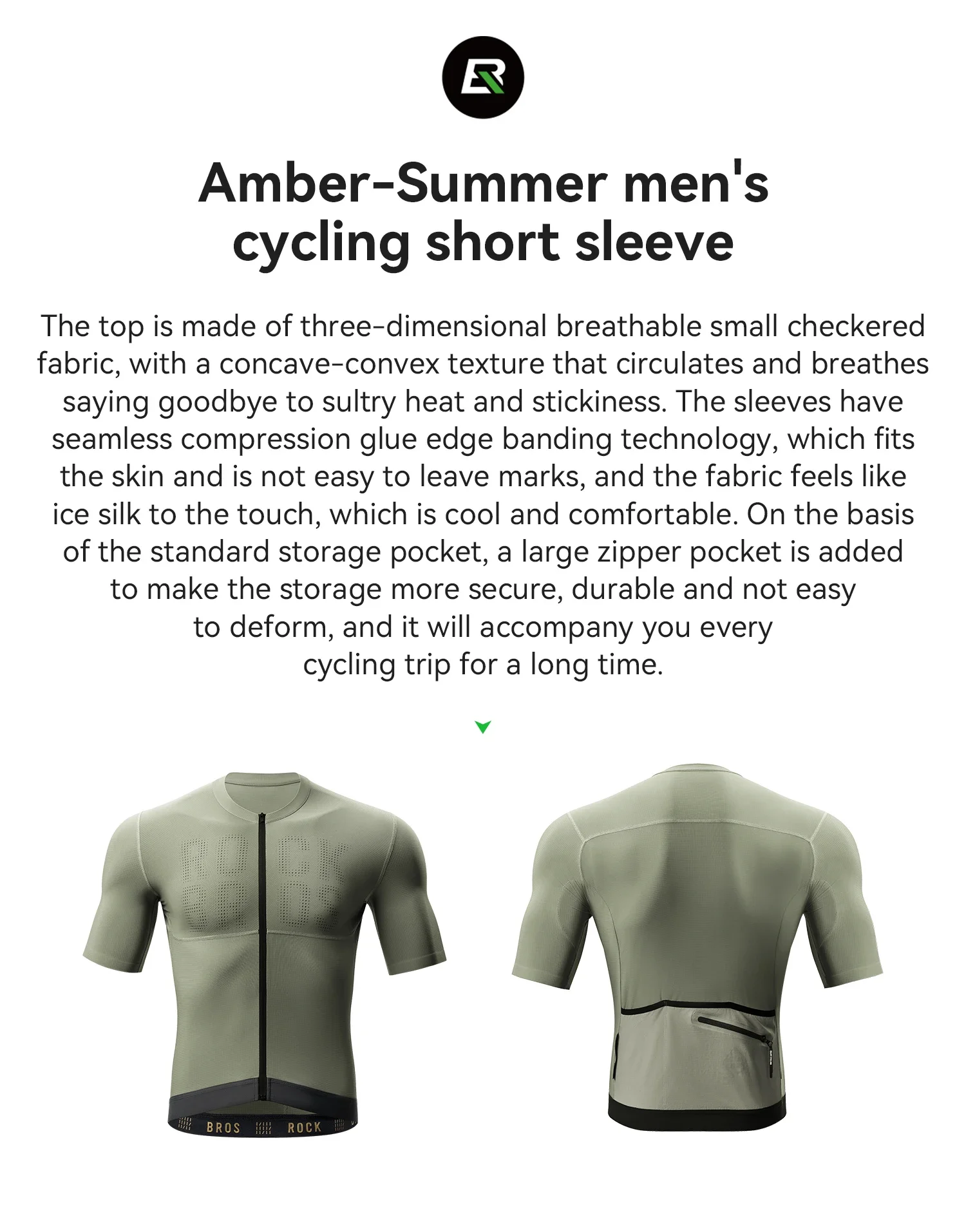 ROCKBROS Radtrikot für Herren, kurzärmelig, T-Shirts, Oberteile, schnell trocknend, atmungsaktiv, Sommer, Fahrradbekleidung, leicht – Detail 2