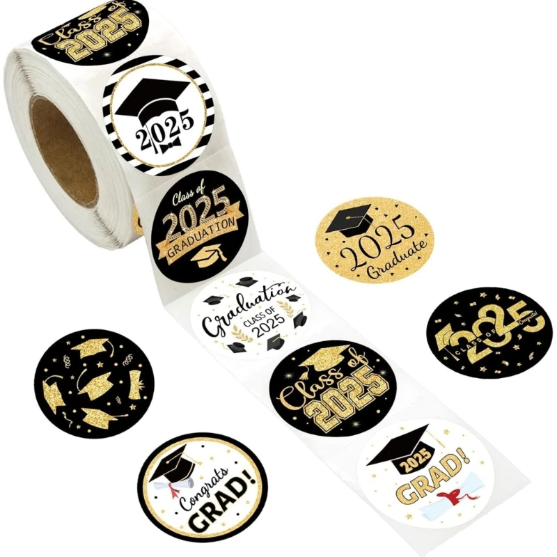 Pack Of 6 Round Graduations Sticker for Parties Adhesive Materials Clear Pattern Vibrant Color 37JD