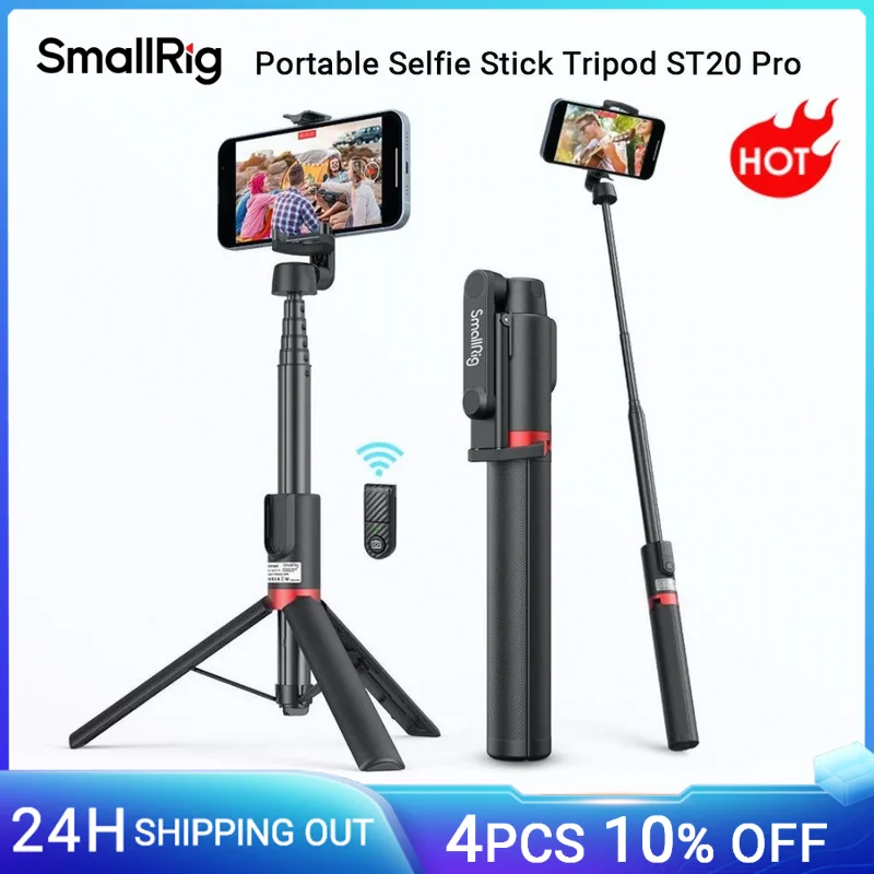 Smallrig Portátil Selfie Vara Tripé Tripé Dobrável Controle Remoto sem Fio Iphone St20 Pro 13 m Estiramento Altura