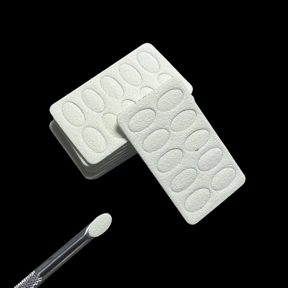 

5 листов (50 шт.) белые Сменные Шлифовальные Мини-пилки для ногтей, которые сочетаются с наклонным толкателем для кутикулы, самоклеящаяся наждачная бумага с петлей