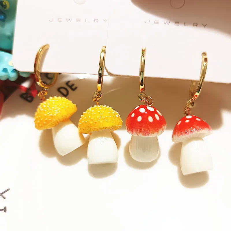 

Cute Mushroom Earring Creative Red Mushroom Pendant Resin Earrings 2024 New Kawaii Earrings With Mushroom Jewelry Wholesale 2024