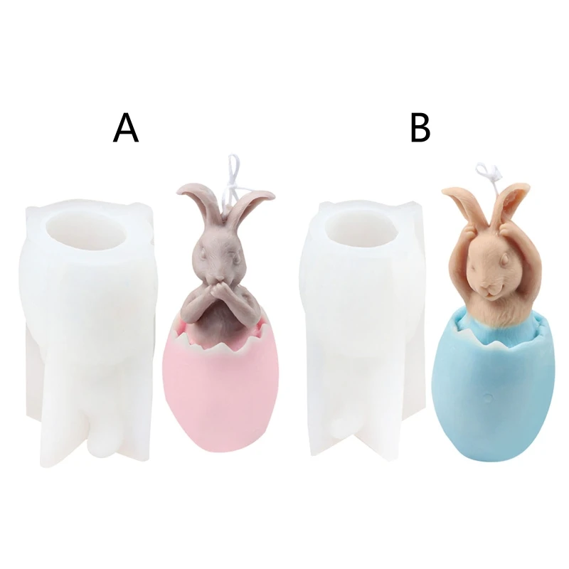 Y4QE Easter Eggshell Rabbit Art Silicone Mold Craft Molds Diy Handmade Soap