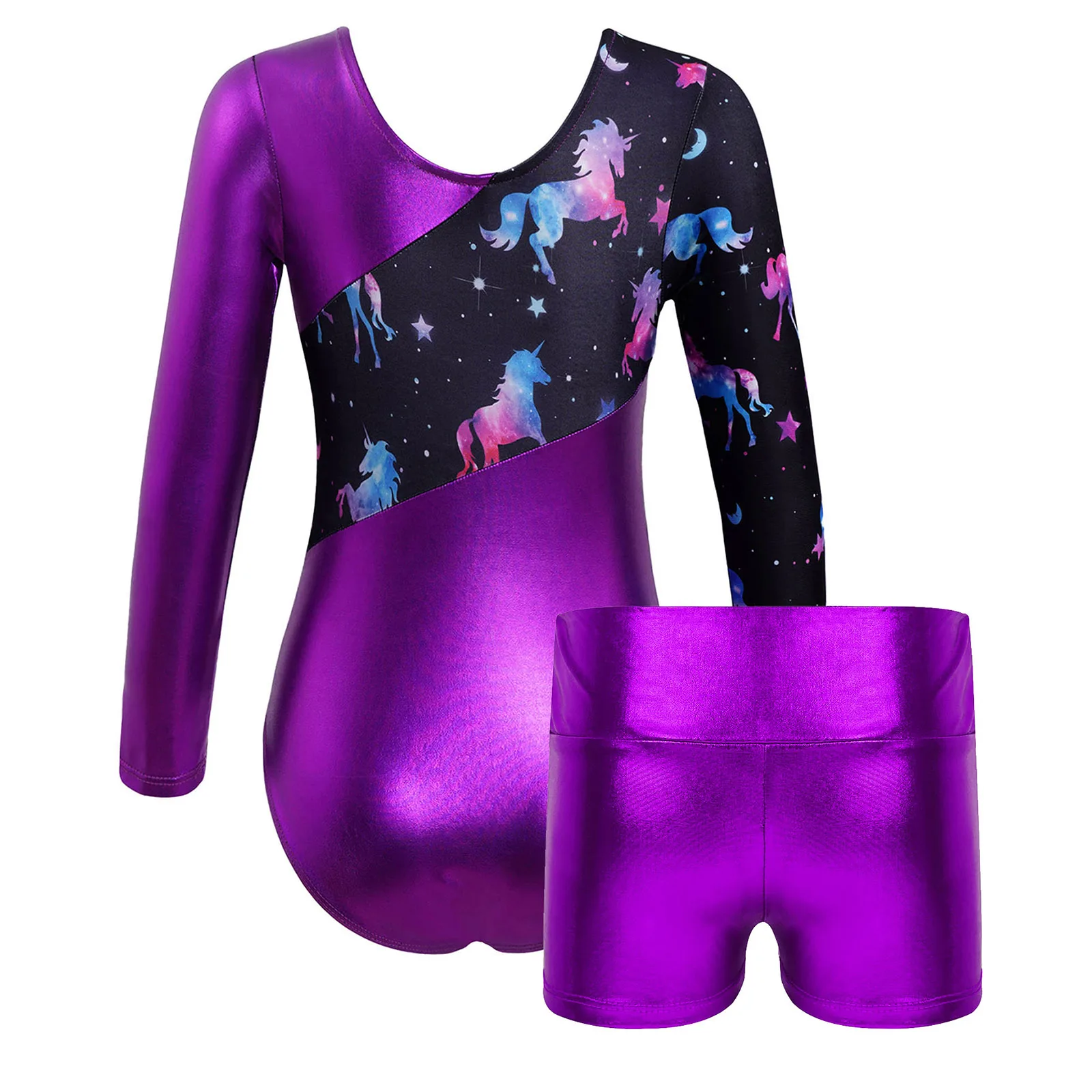 Girls Long Sleeve Dance Leotard Set 2