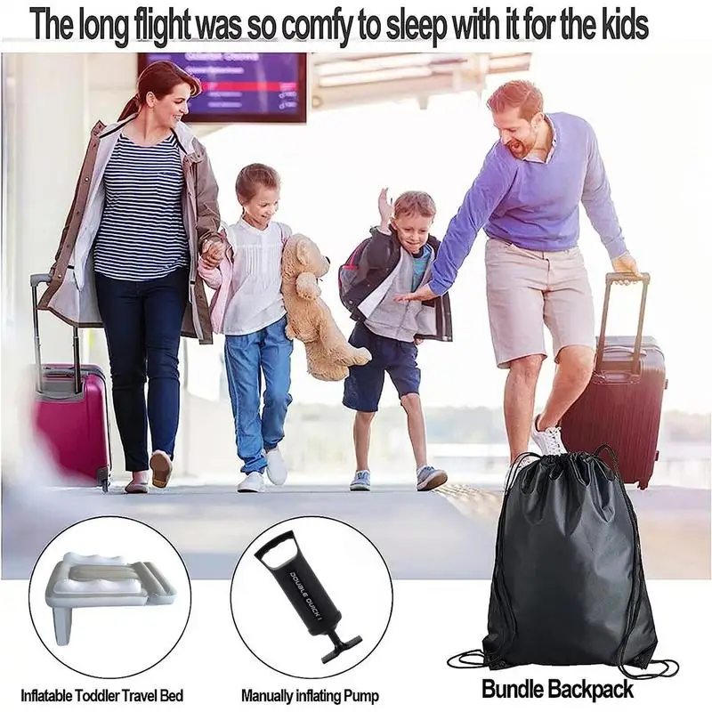 Portable Toddler Airplane Bed Baby Child Inflatable Mattress Air Bed Seat Extender Sleeping Mattress For Travel Car Road Trip 5