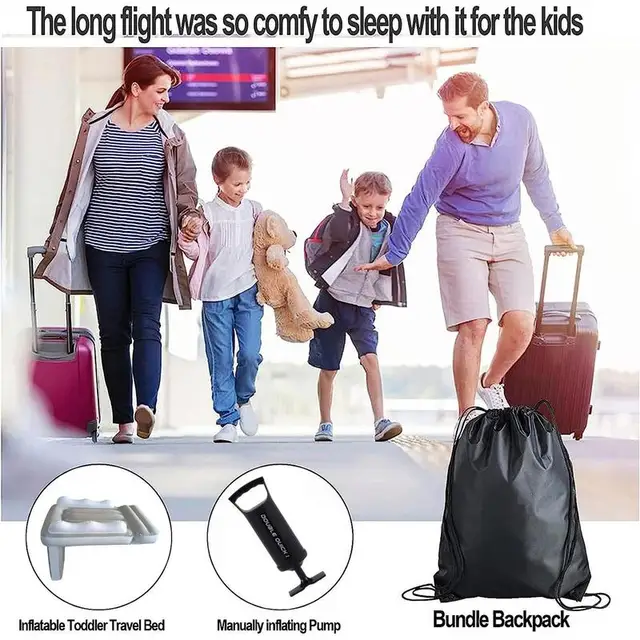 Portable Toddler Airplane Bed Baby Child Inflatable Mattress Air Bed Seat Extender Sleeping Mattress For Travel Car Road Trip 5