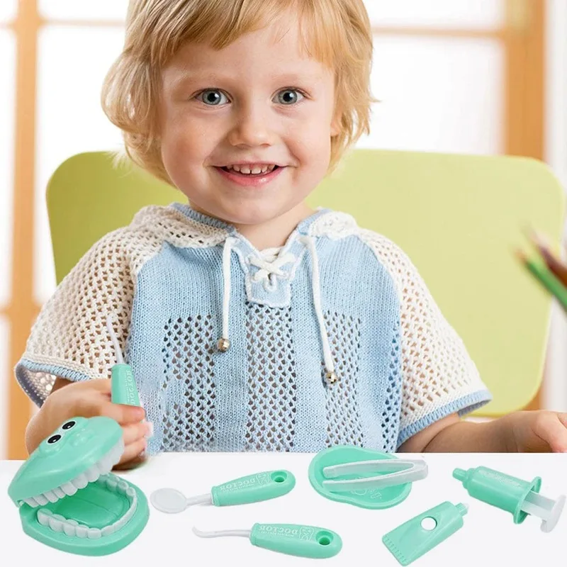 Plastic Dental Simulation Game Set 9PCS Children's Medical Set Hygiene Habit Cultivation Teaching Aid Intellectual Brushing Toy