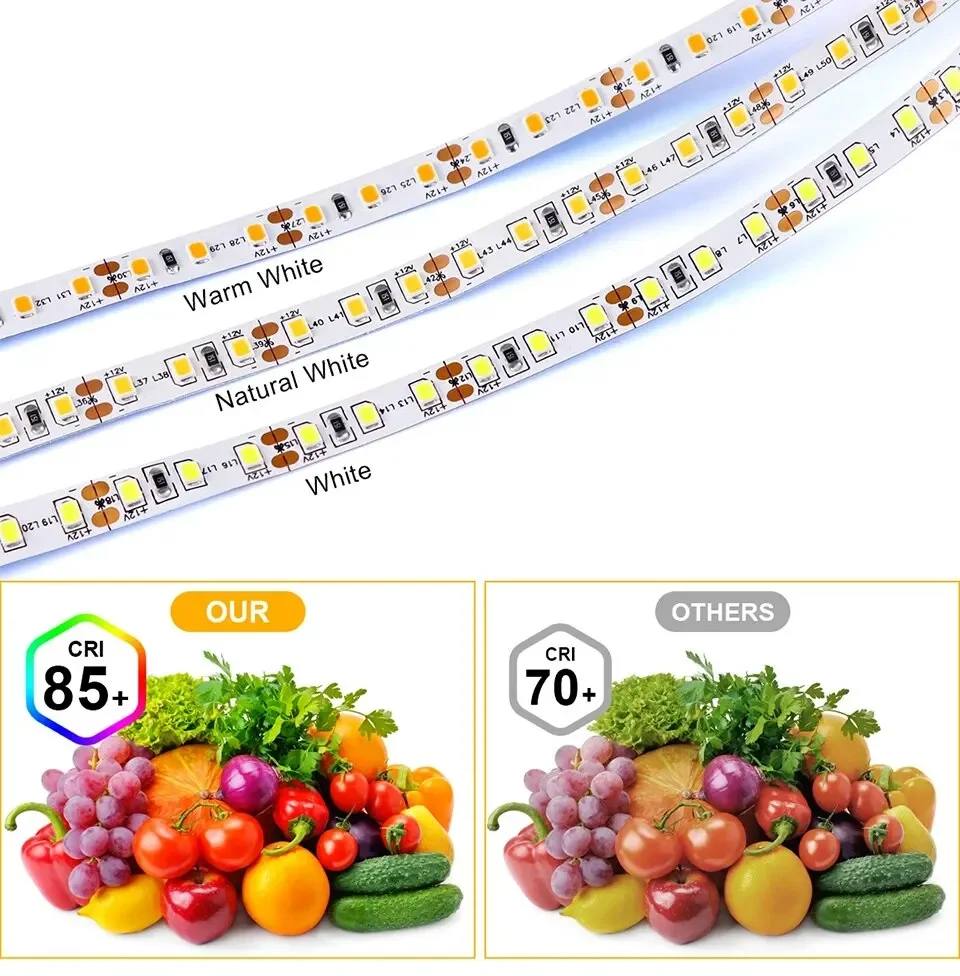 Description Picture 5 of itemHigh Quality Double Layer Copper PCB LED Strip Lights 12V 2M 3M 5M 120LED/M SMD 2835 Diode Lamp Tape Ribbon for Room Decoration