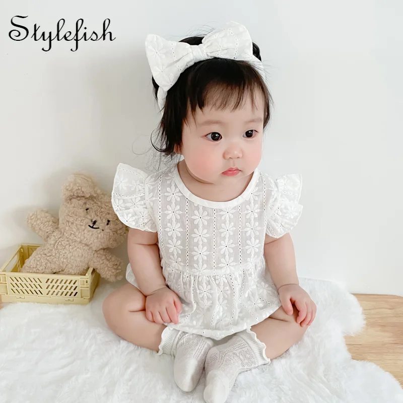 2022 summer fashion baby girl clothes cute baby cotton lace breathable