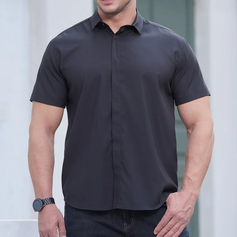 Summer Men Shirt Short Sleeve Oversize Red 6XL 7XL 8XL 10XL 12XL Plus Size Formal Fashion Solid Black White Casual Dropshipping 4