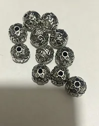 Elegant Tibetan Silver Mantra Beads: Geometric Jewelry Accessories in Various Sizes (Silver ball diameter 13mm and weight 7.2 grams)
