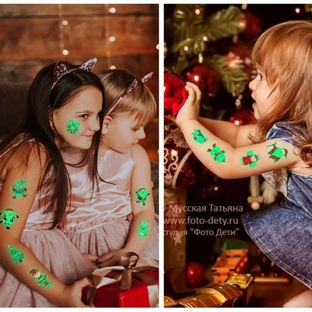 Decoration Gift Kids Party Fake Tattoo Holiday Fake Tattoo Luminous Tattoo Sticker Christmas Temporary Tattoo Body Art Stickers