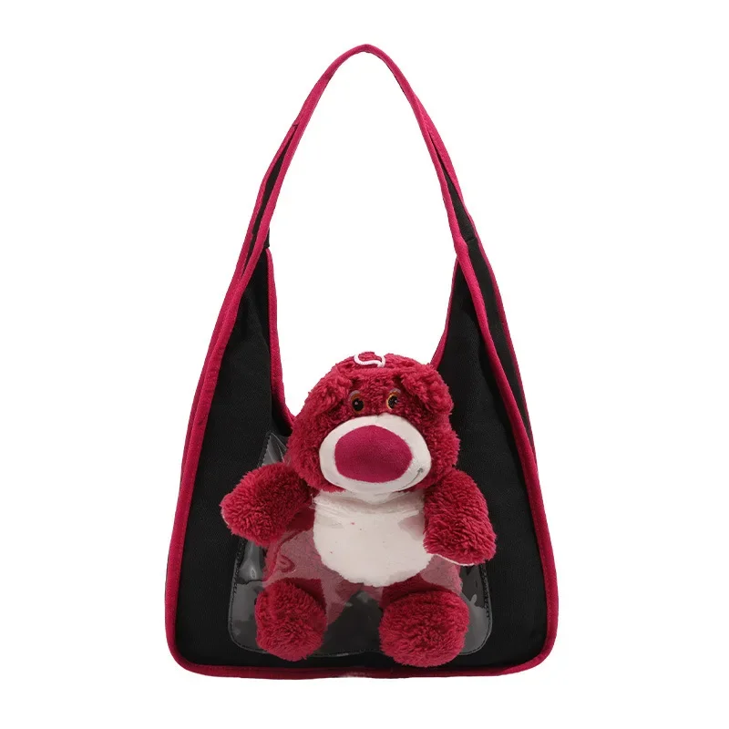 

Сумка MINISO Женская осенне-зимняя с диснеевским рисунком, саквояж на плечо с клубничным медведем, вместительная, красивая модная сумочка