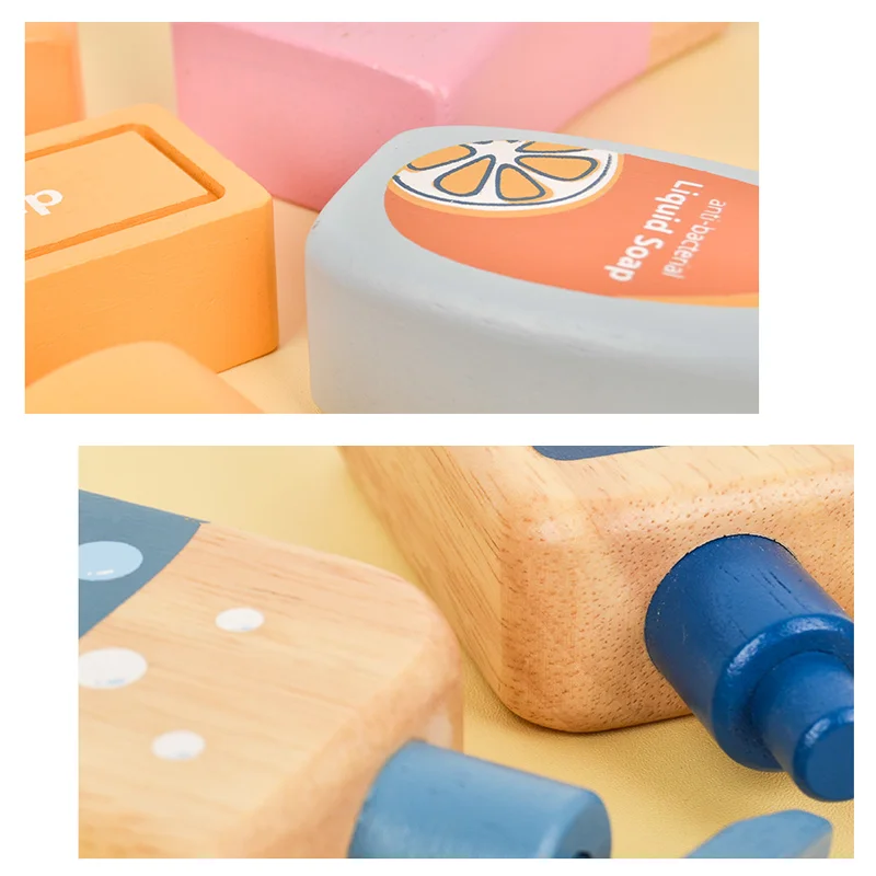 Pretend Play Toy Wooden Baby Care Washing Set Kids Imitation Game for Girls Montessori Learning Educational Toy for Girls 4