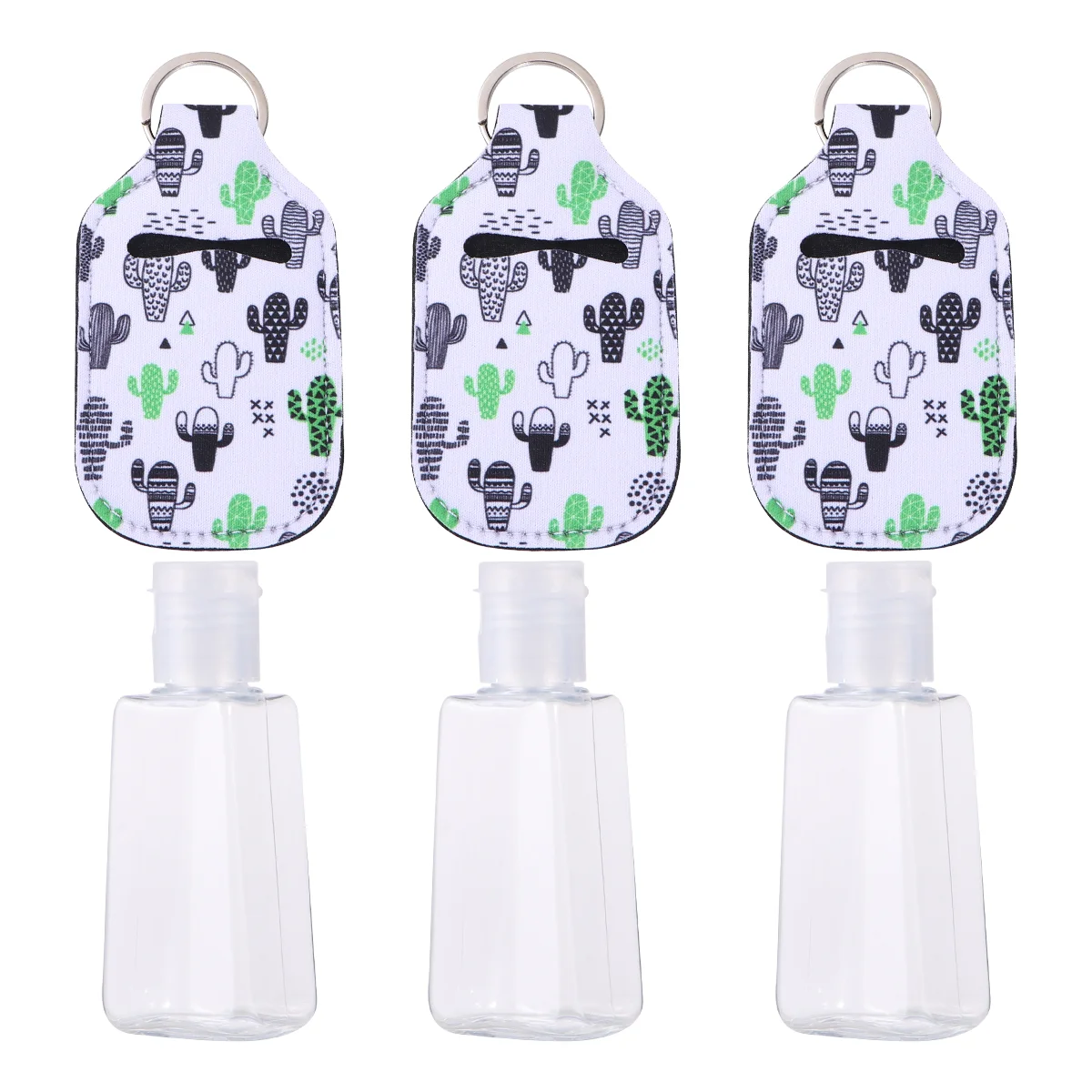 

6pcs Empty Travel Size Bottle and Keychain Holder Refillable Squeeze Containers with Cap Small Empty Makeup Containers for