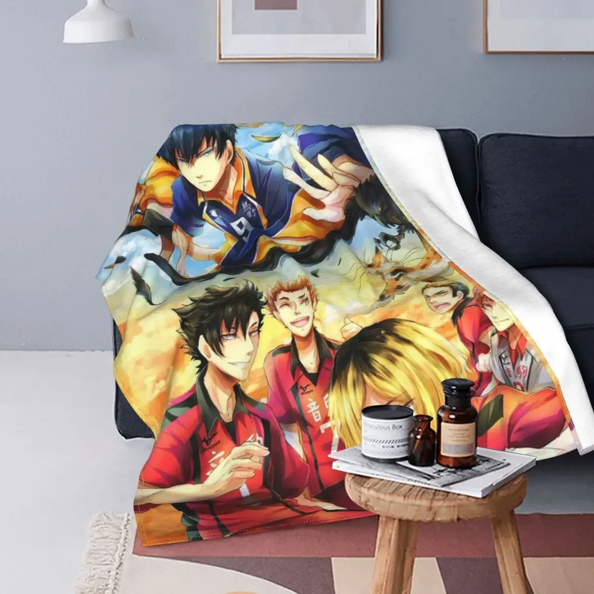 

Одеяло Karasuno с японским Аниме Haikyuu, шерстяное покрывало для кровати, легкое покрывало с принтом