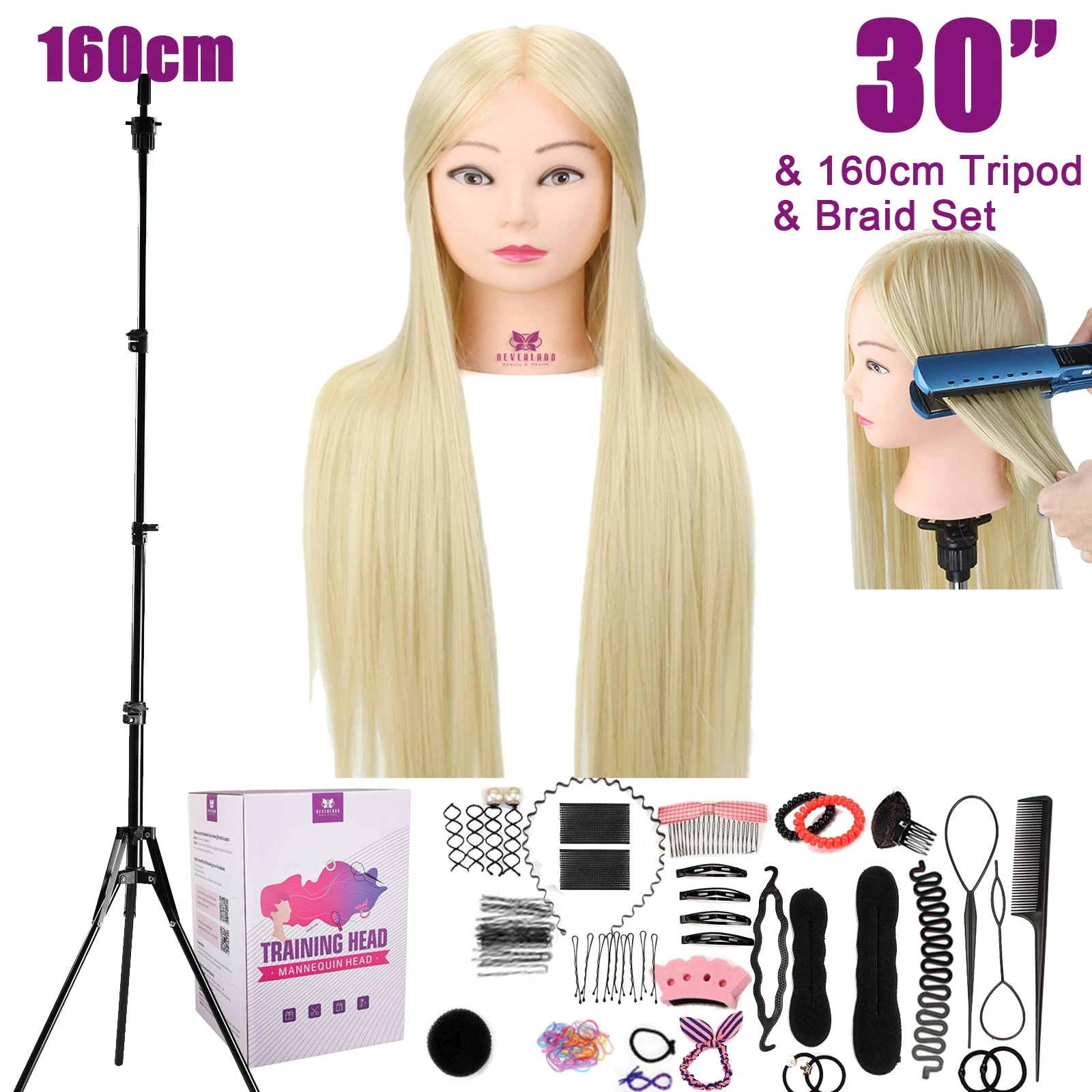 Mannequin Head Women Doll Head Hairstyles Training Head Set Model Hair Head Hair