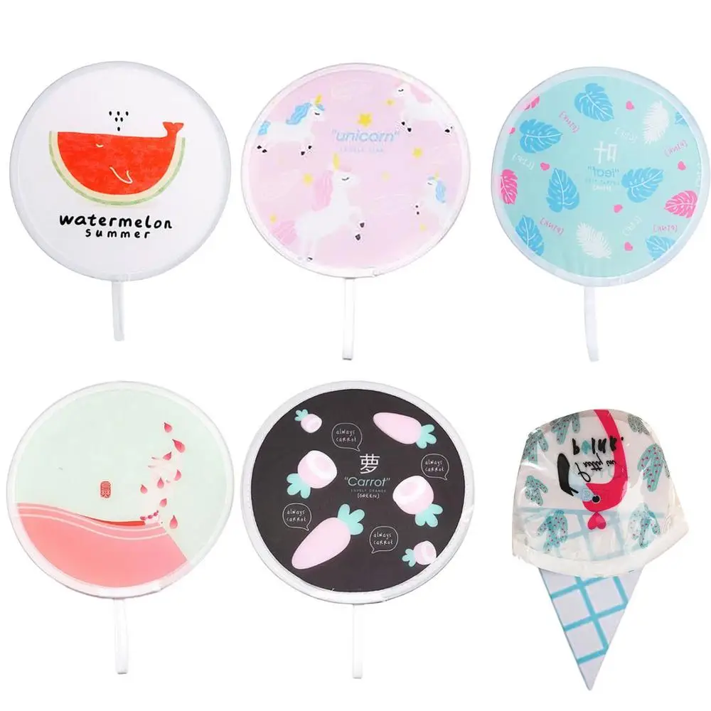 Summer Folding Round Fan Portable Pocket Fan Printed Decorative Handheld Abanico Folding Mini Abanico For Home Decorations