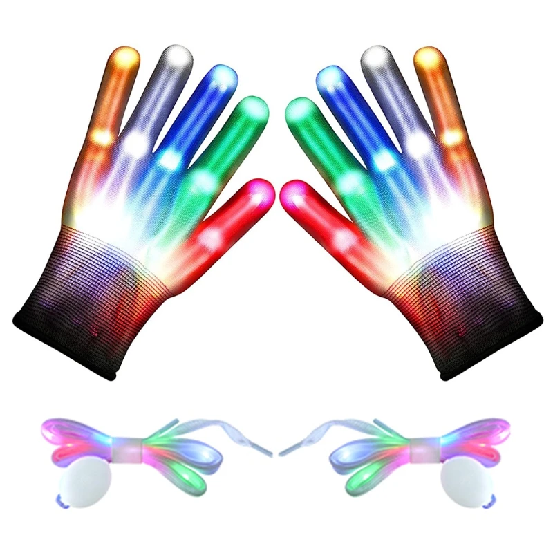 Guantes LED luminosos con cordón para niños y juguetes luminosos con 5 colores, 6 modos de botón, accesorios para fiesta, novedad|Juguetes luces| - AliExpress